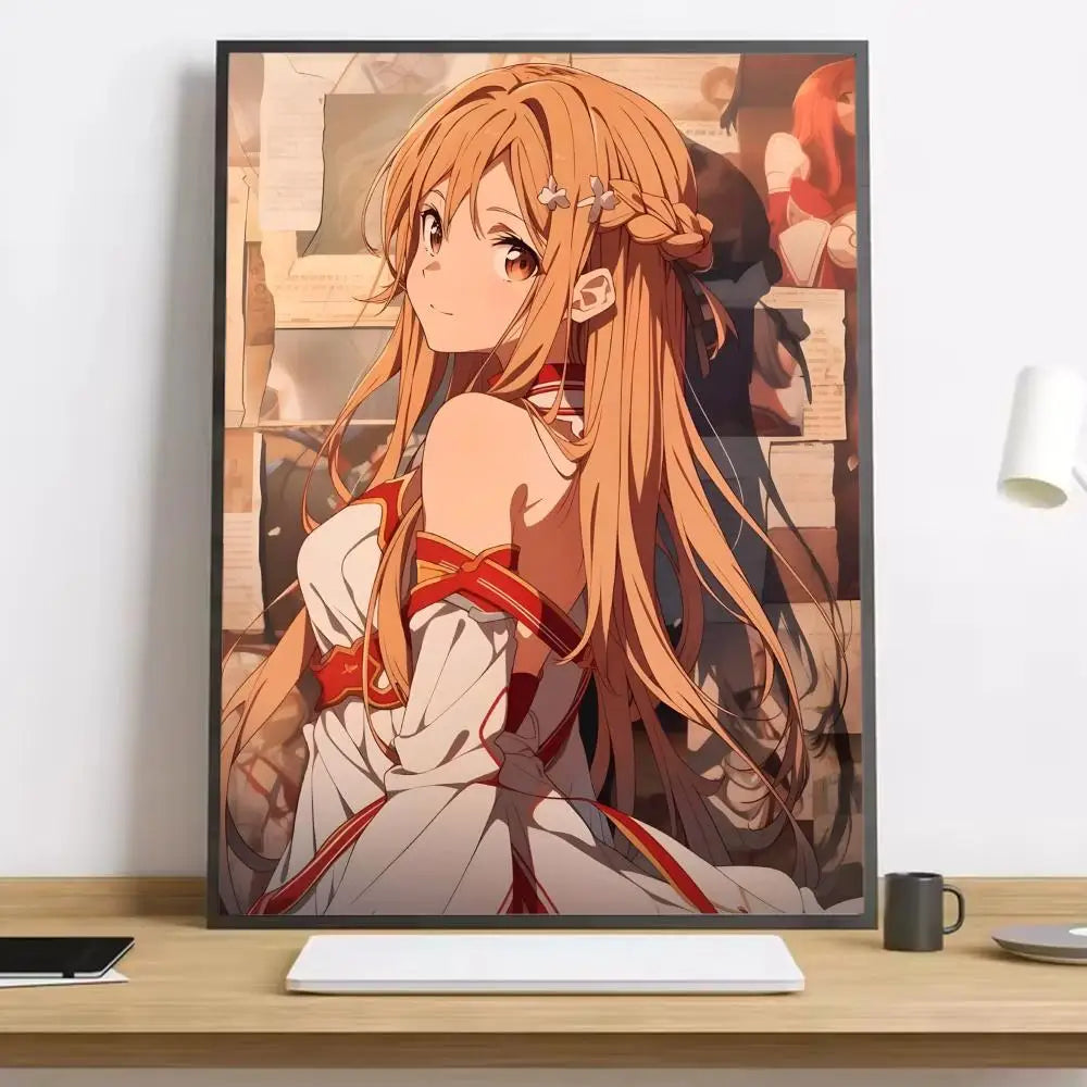 Anime Sword Art Online Kirito Asuna Painting Calligraphy HD Canvas Poster living room bedroom bar aesthetic decoration