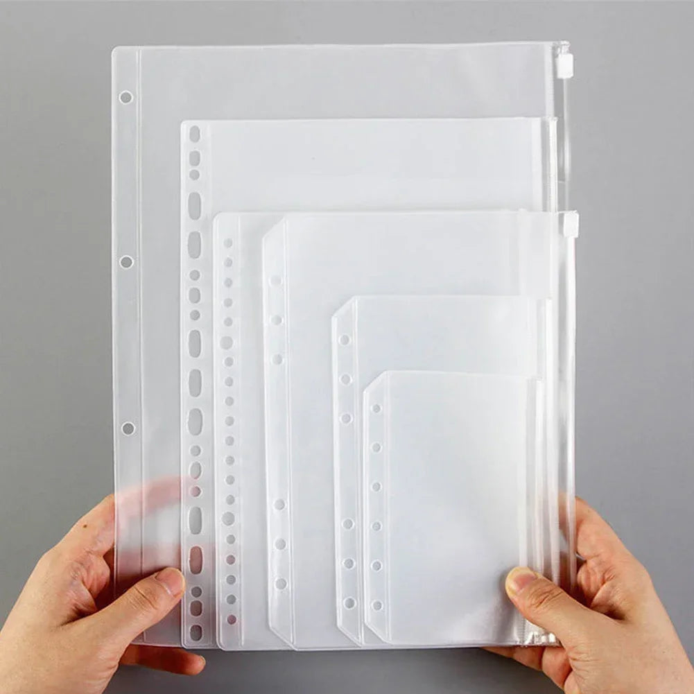 1PCS/LOT A5/A6/A7 Storage Bag School Office Supply Transparent Loose sheet Notebook zipper Self-sealing File Holder