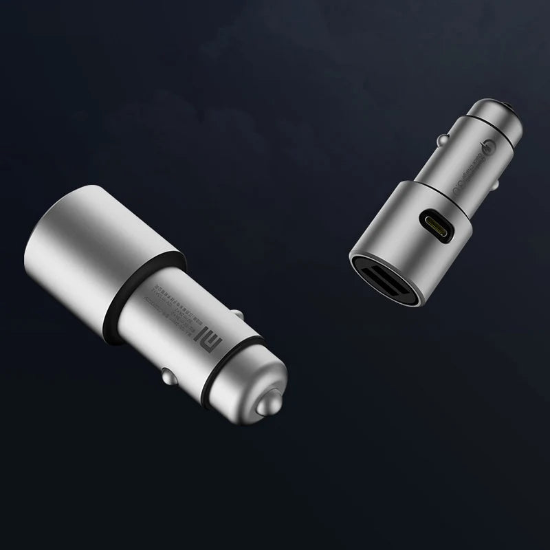 Original Xiaomi Mi Car Charger QC3.0 with 2 Dual USB Quick charge Max 5V/3A 9V/2A 15V/1.5A Metal Style car gift