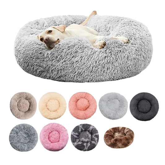 Round Winter Warm Plush Pet Bed - Washable Dog Cat Basket for Small Medium Large Pets Sofa Cushion