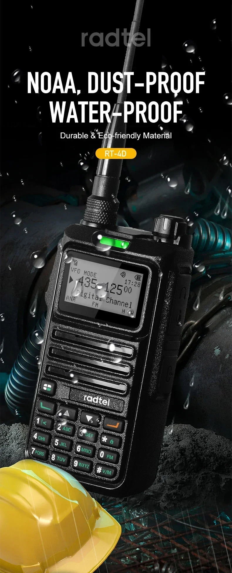 Radtel RT-4D DMR Radio Digital Walkie Talkie Dual Mode Analog Two Way Radio Dual Time Slot Ham Radio 1024 Channels