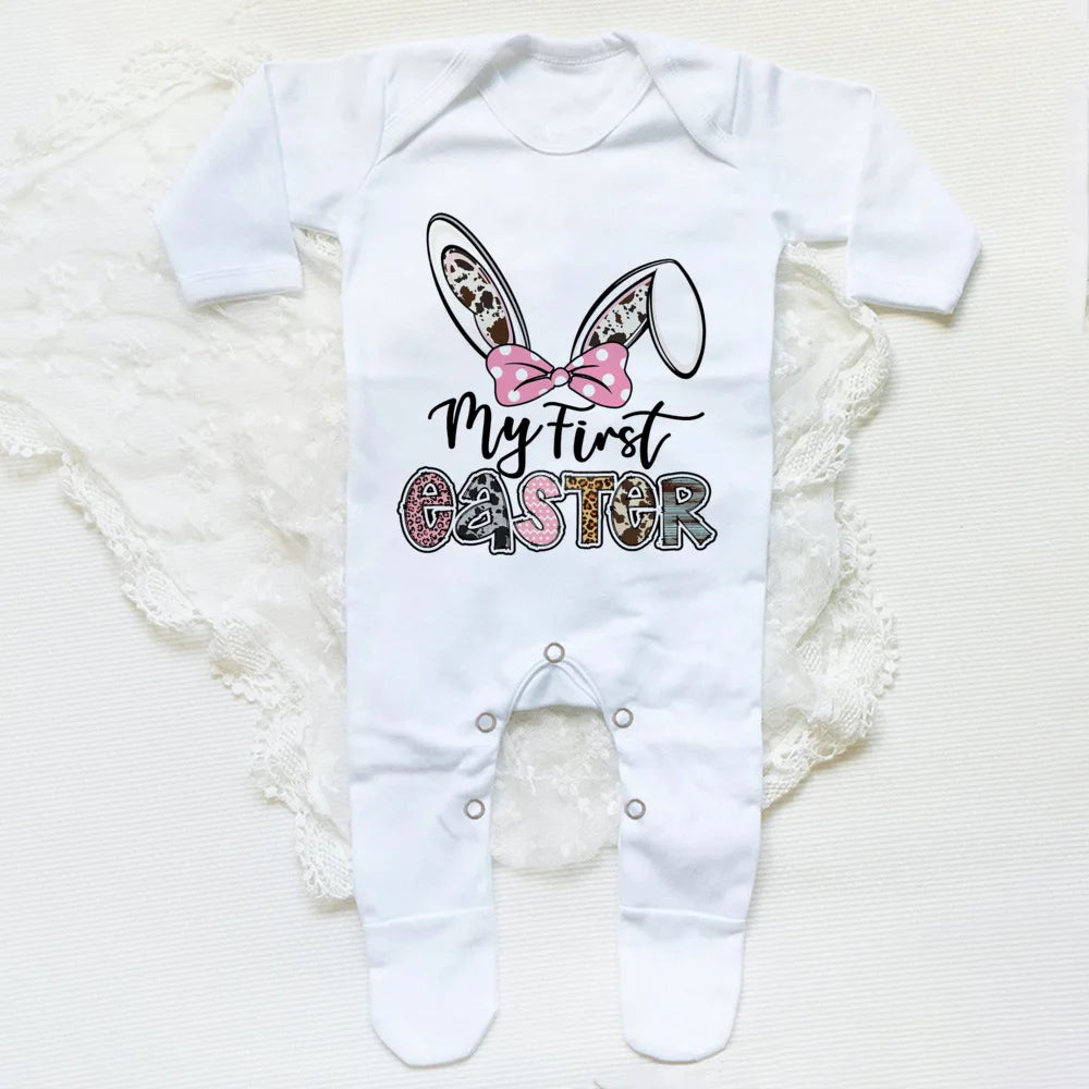 My First Easter Print  Baby Sleepsuit Newbron Babygrow Sleepsuit Baby Girl/ Boy Clothing Infant Easter Day Present  Bodysuits