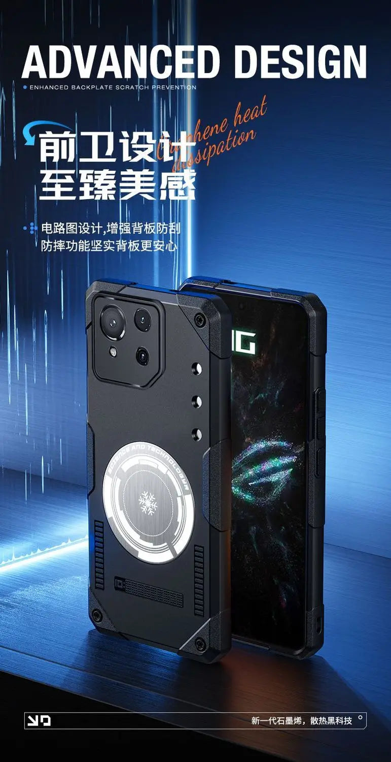 For ASUS ROG Phone 9 Case Simple Magnetic For MagSafe Built In Metal Heat Sink Cover For ASUS ROG Phone 9Pro Shell Non-Slip