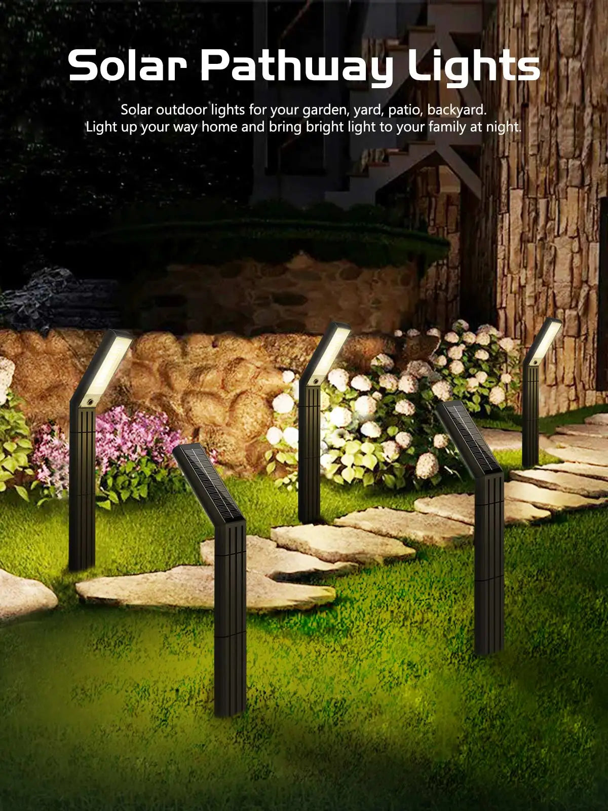 Solar Pathway Lights Outdoor Super Bright Outdoor Solar Lights with Warm White and White Light Waterproof Solar Garden Light