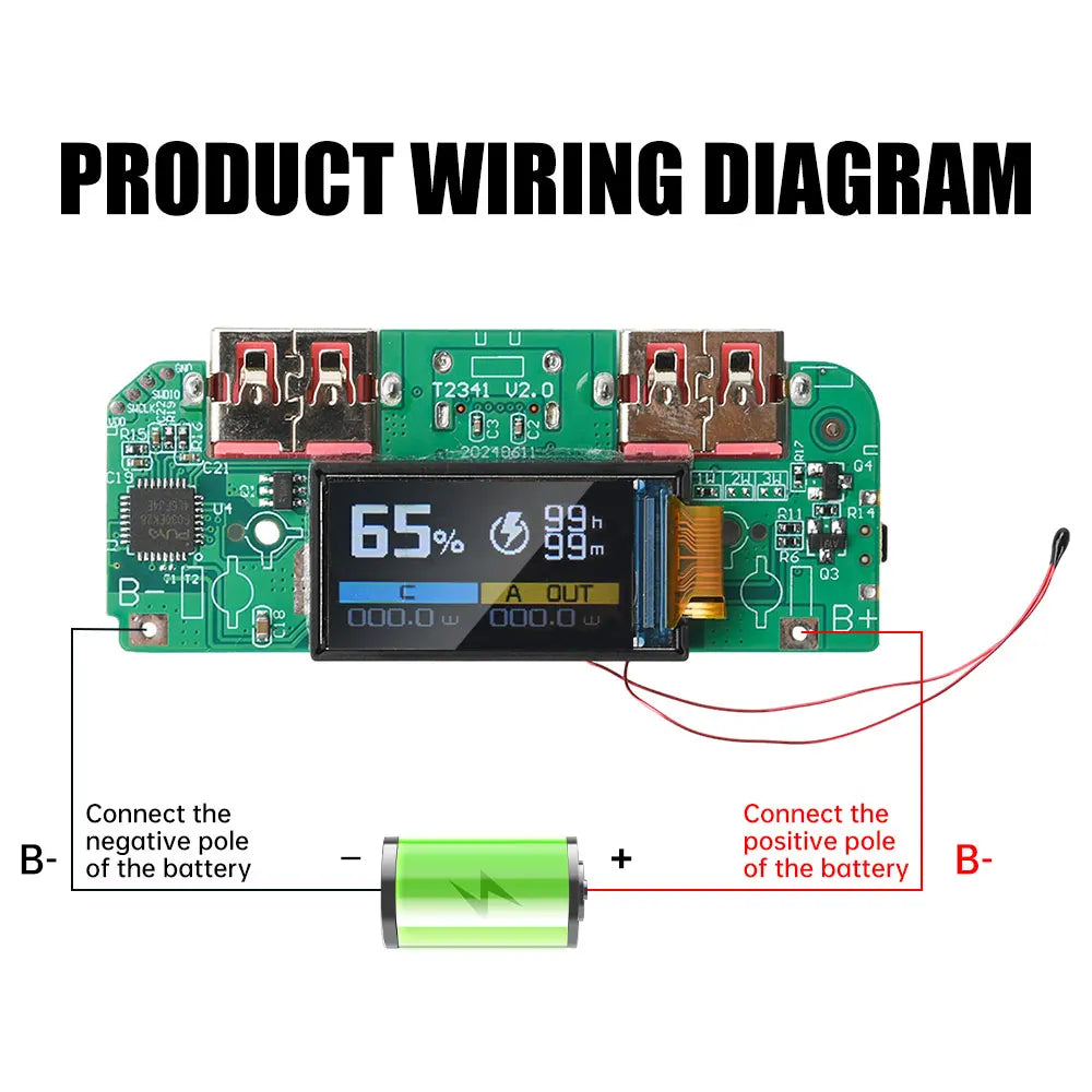 22.5W Fast Charging Module Power Bank DIY Kit TFT Color Screen LCD Display 3.7V Ternary Lithium Battery Supports PD/QC/SCP/VOOC