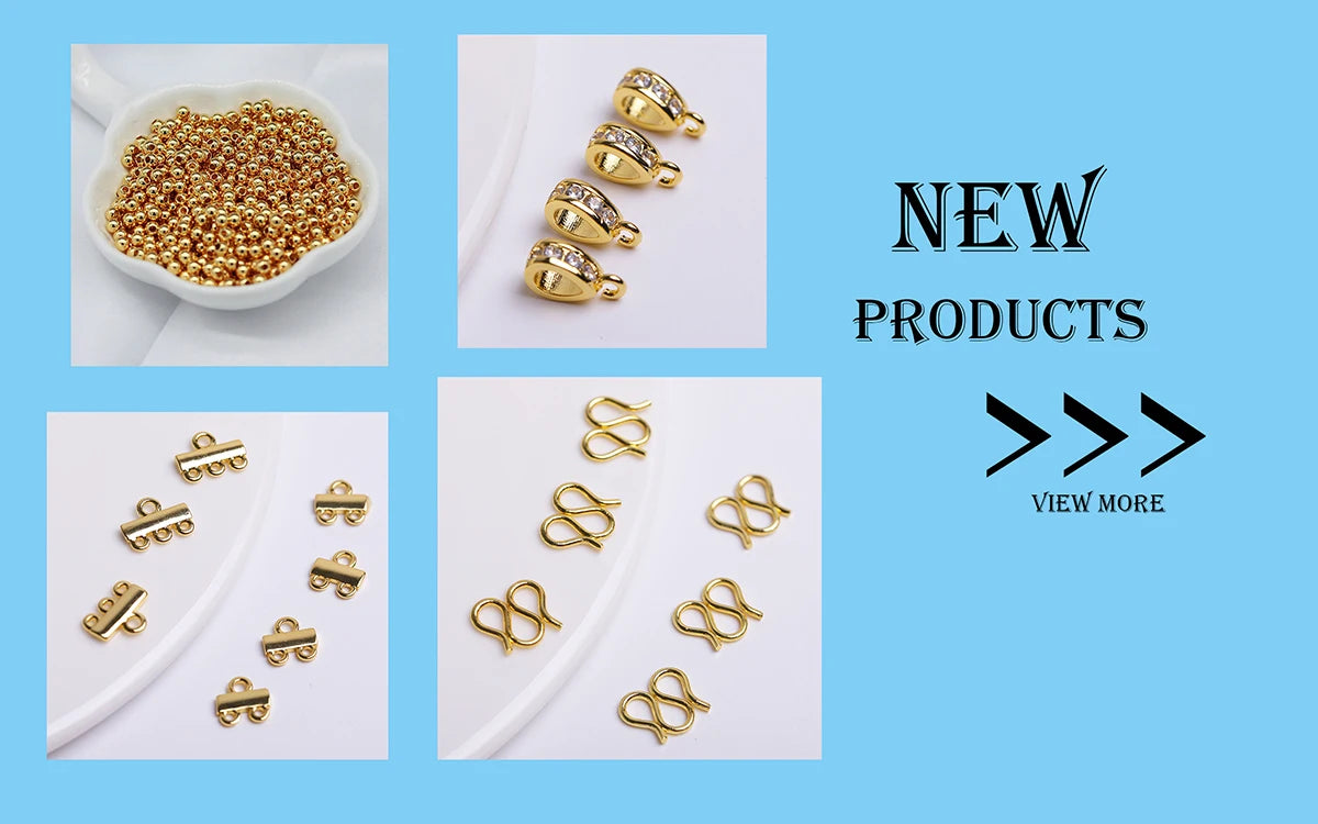 18K Gold Plated Brass Stripe Crimp End Beads Stopper Open Crimp Beads Covers DIY Handmade Crafts Accessories For Jewelry