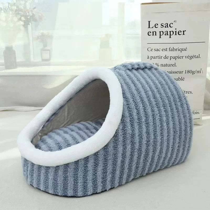 Fashion Warm Thick Sponge Dog Kennel Cat Nest Striped Slipper Design Pet Bed Cozy Comfortable Washable Pet Sleeping Mat