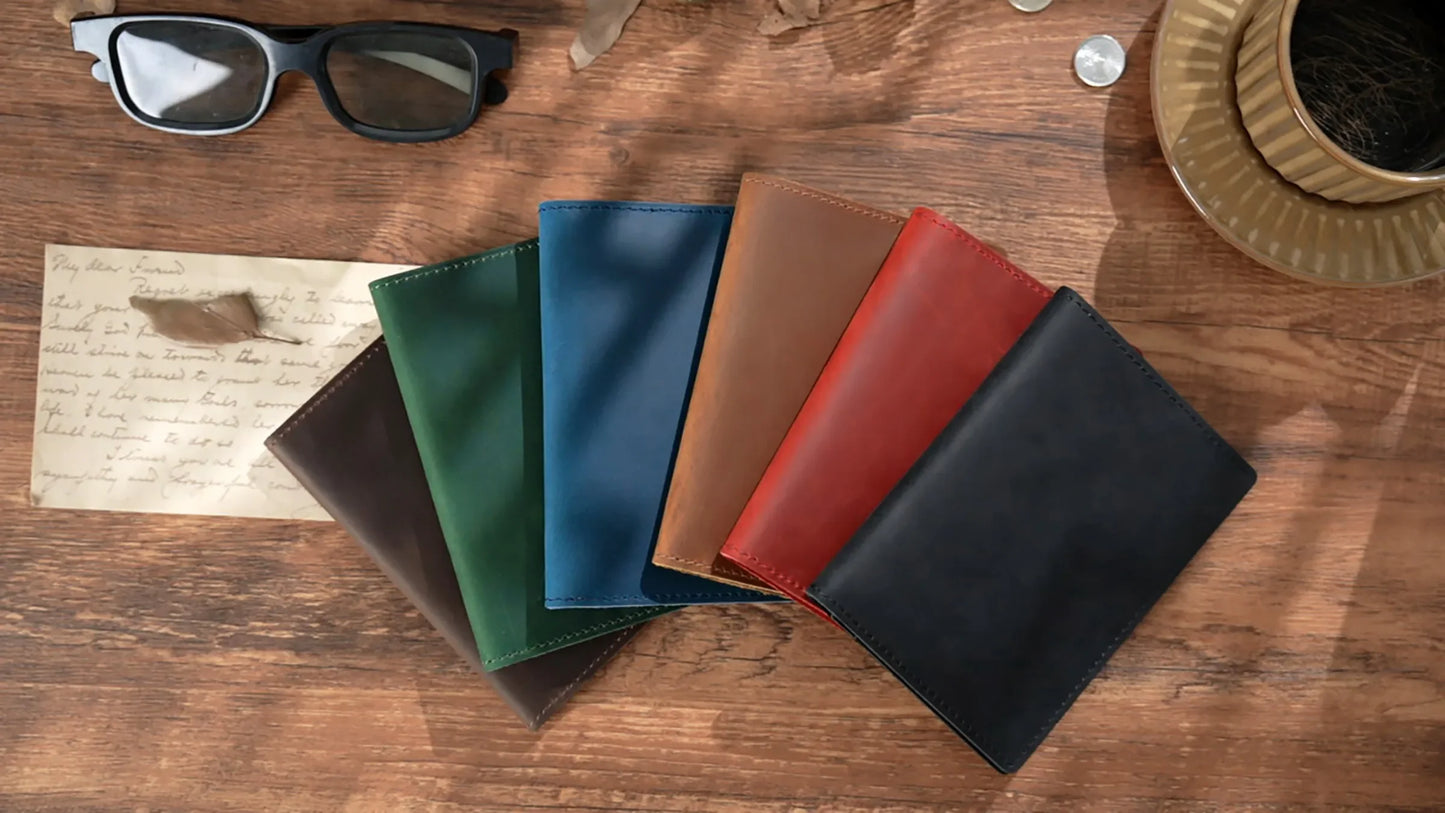 Leather Passport Holder for Travel Essentials, Slim Passport Cover Case Travel Wallet Bifold Credit Card Bag for Women Men