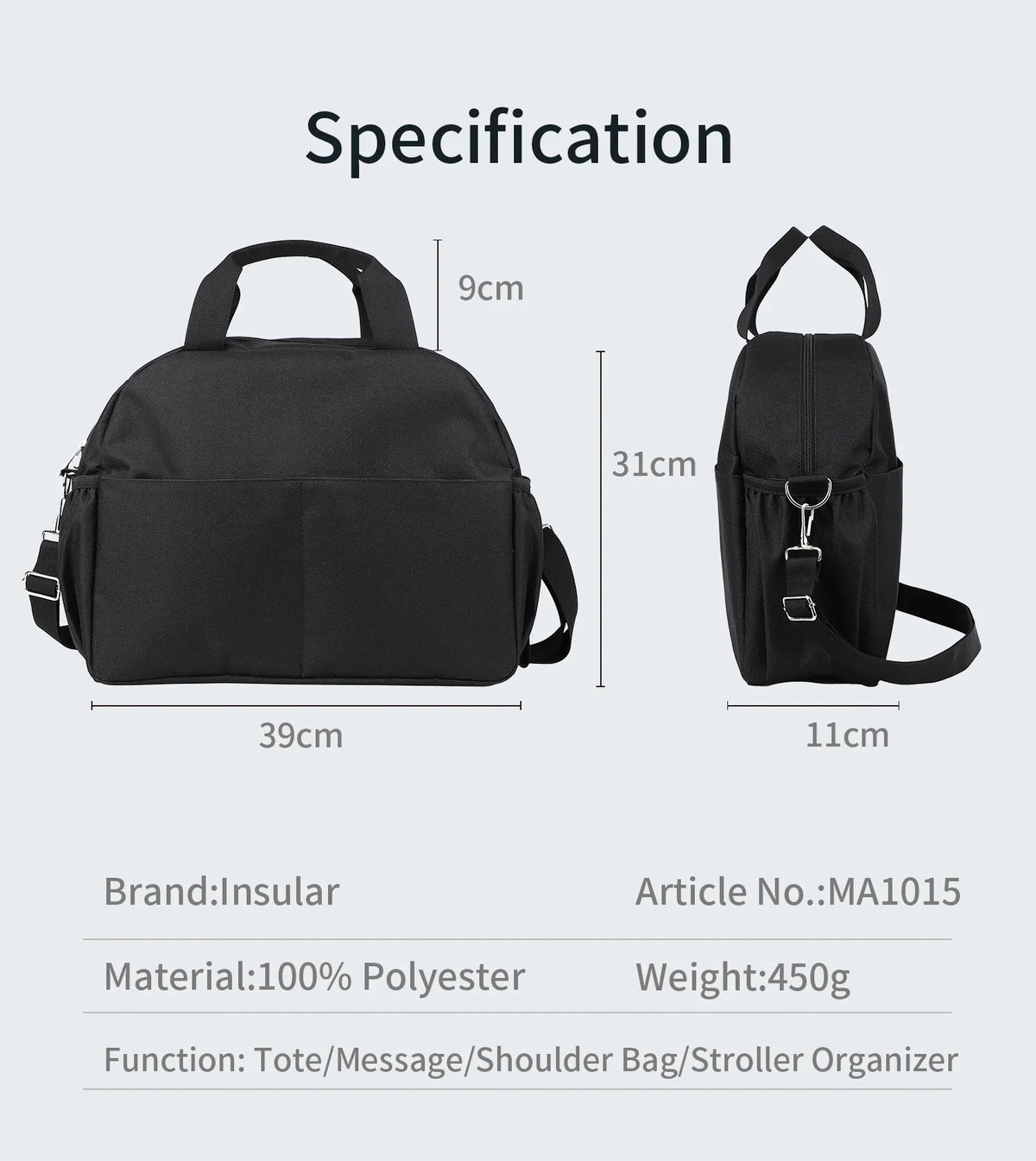 INSULAR Stroller Hanging Package Waterproof Mommy Bags Large Capacity Baby Bottle Insulation Packet Multi-functional Go Out