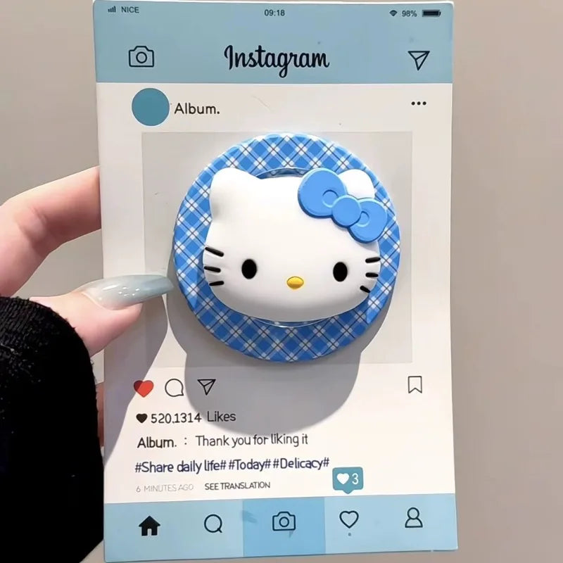 For Magsafe Magnetic Grip Tok Foldable Cartoon Phone Stand Holder 3D Sanrio Hello Kitty Silicone Griptok Bracket