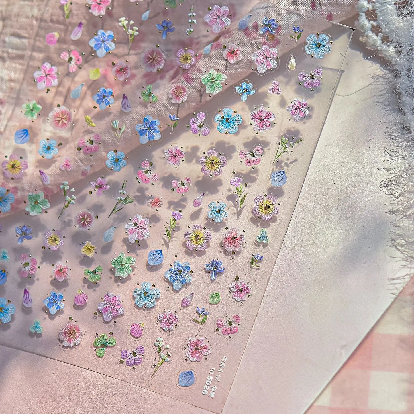 1Pc 3D Lavendar Flowers Stickers for Nails Spring Sakura Floral Leaves Self-Adhesive Sliders Decals Art Manicure for Decoration