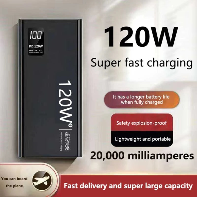 500000mAh Power Bank Built 4 Cables Large Capacity Super Fast Charging Portable External Battery for iPhone Huawei New