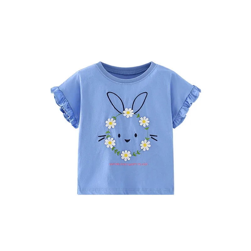 Jumping Meters 2-7T Animals Print 100% Cotton Baby Girls Tees Cotton Summer Toddler Clothes Kids Tops Children's Tshirts