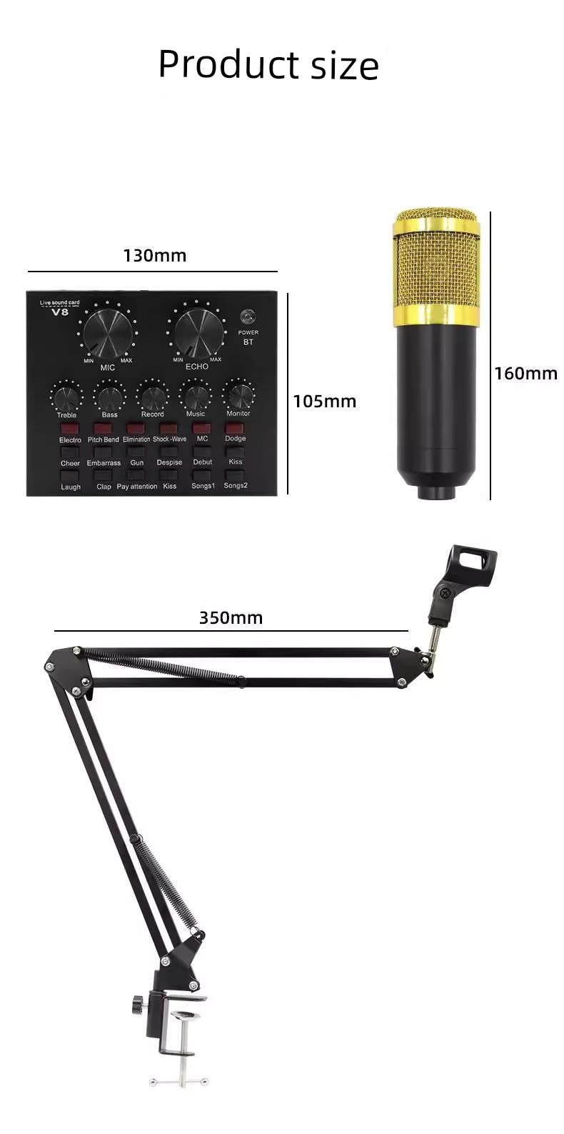 Bm800 Condenser Microphone + V8 Sound Card Computer Recordin