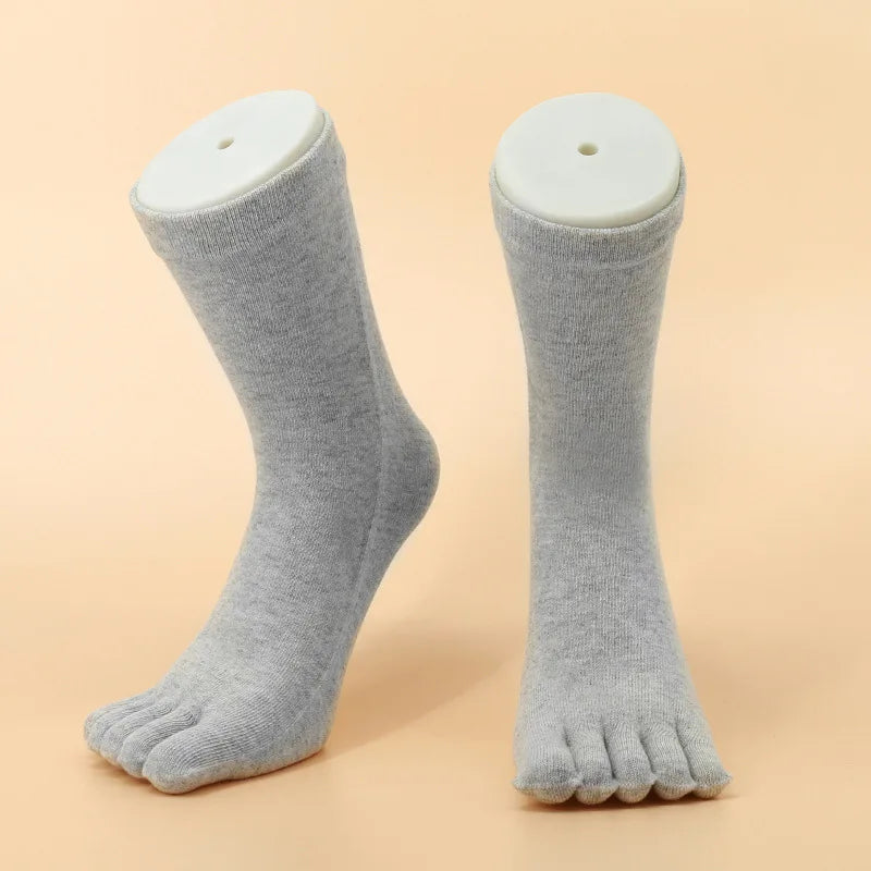 Toe Socks Men cotton Five Fingers Socks Breathable Short Ankle Crew Socks Sports Running Solid Color Black White Grey Male Sox