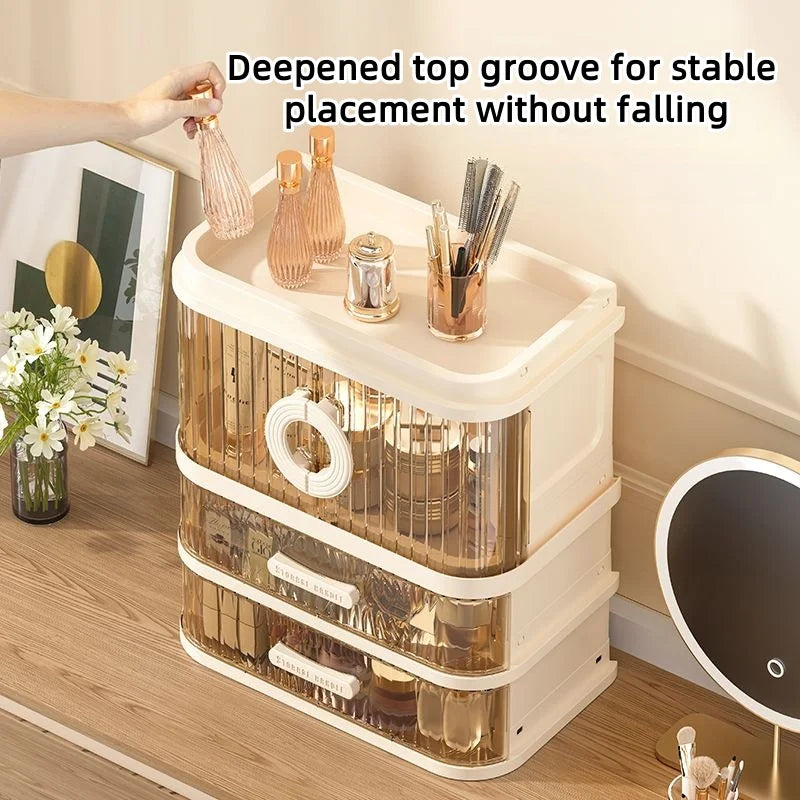 1 pcs Folding storage box, cosmetics desktop dressing table, lipstick and skin care products, large-capacity storage rack
