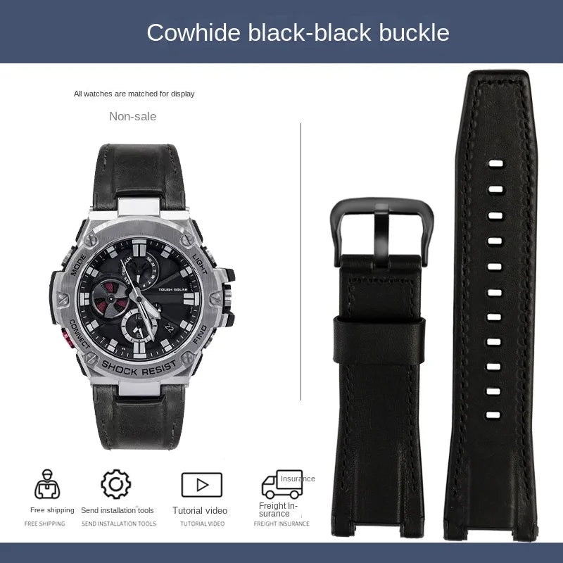 for Casio GST-S130/S110/S120/W130l/B100/W300 Strap Belt Genuine Leather Nylon Men's Watch Band Replacement bracelet Accessories