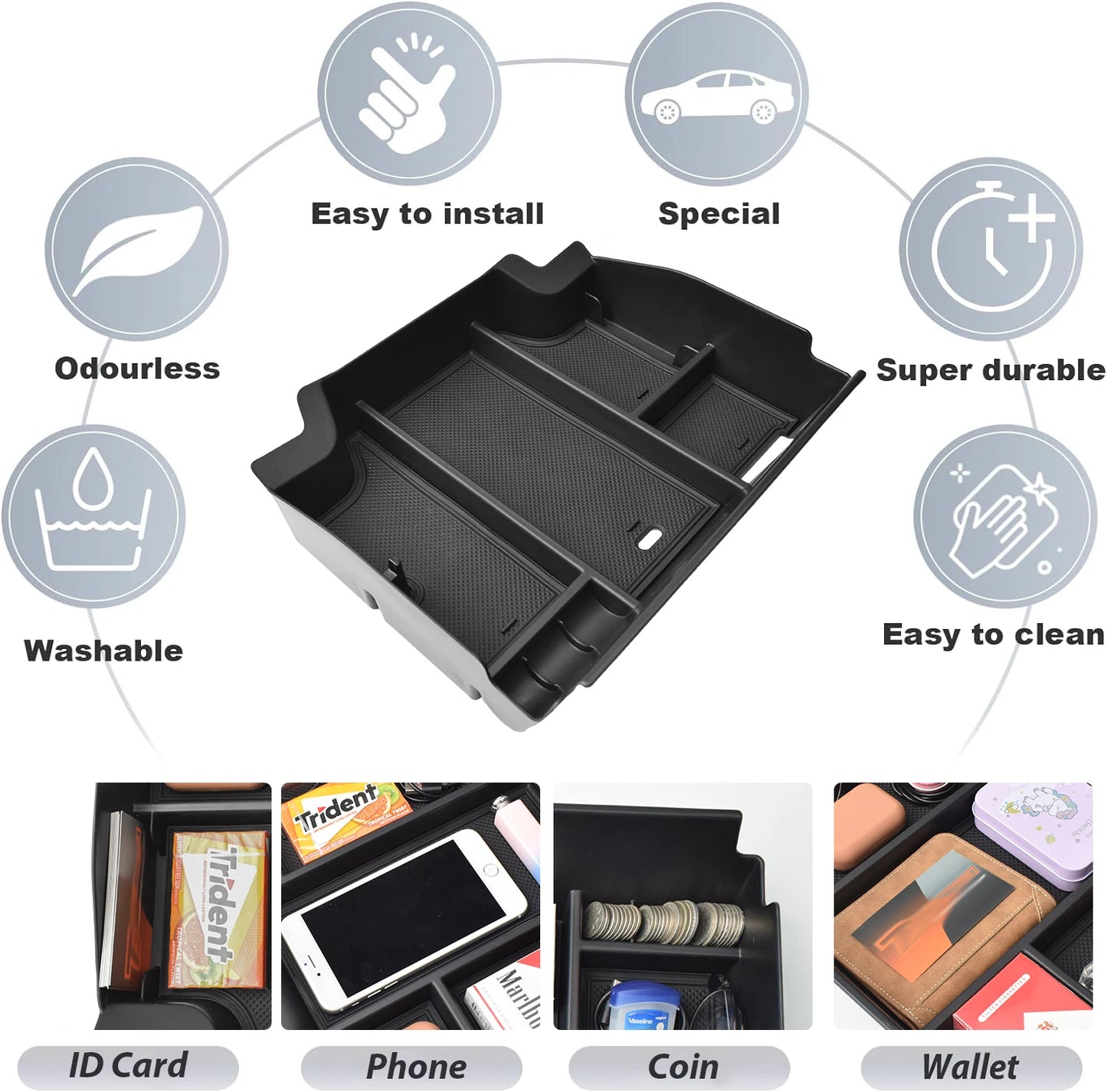 Center Console for 2024 Dodge RAM TRX 1500 2023 2022 2010-2021 Armrest Storage Organizer Car Storage Box Coin Interior Tray Box