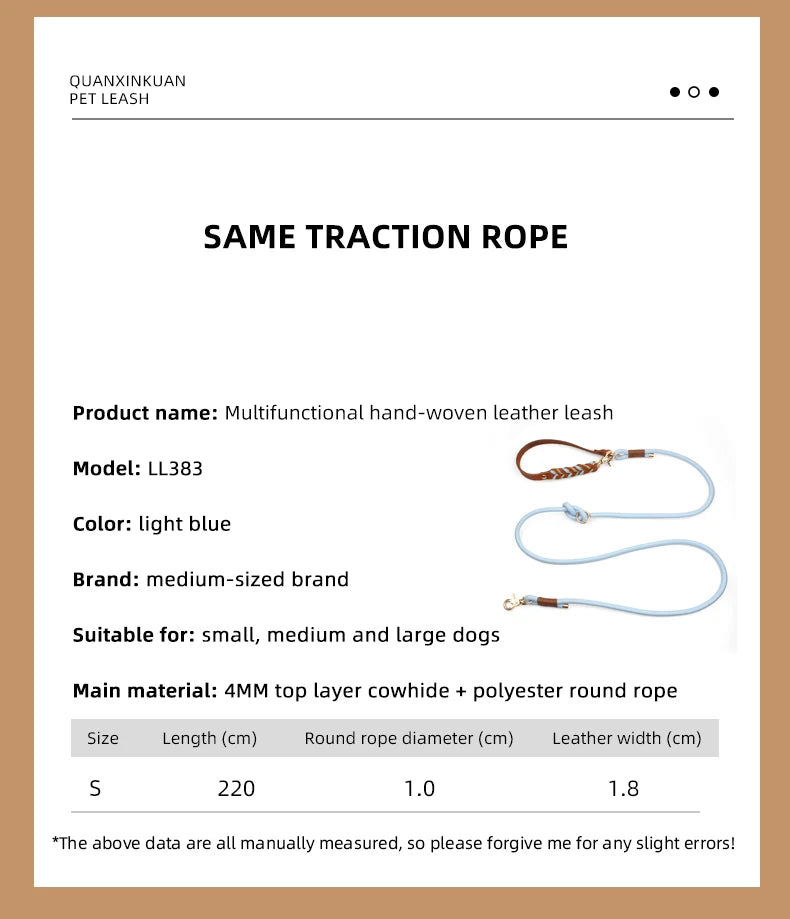 Genuine Leather Collar For Strong And Durable Puppy Medium Large Dogs Fashion Braided Colorful Nylon Rope Dog Collar New Arrival