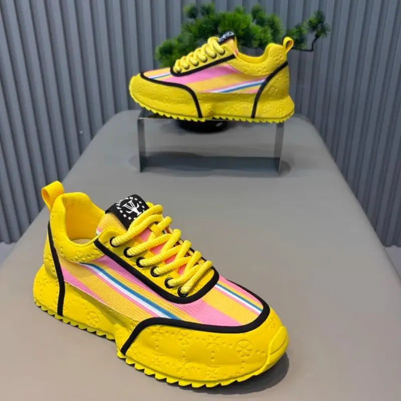 Chunky Sneakers Men Designer Cover Bottom Board Shoes Fashion Casual Leather Fabric Breathable Increased Internal Platform Shoes