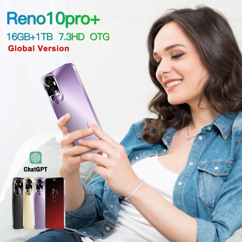 2026 Original Reno 10 Pro Phones Celular SIM Phone Unlocking Mobile Smartphone Qualcomm 8 Gen 2 Dua 5G 7.3 Android 16GB+1T AC6