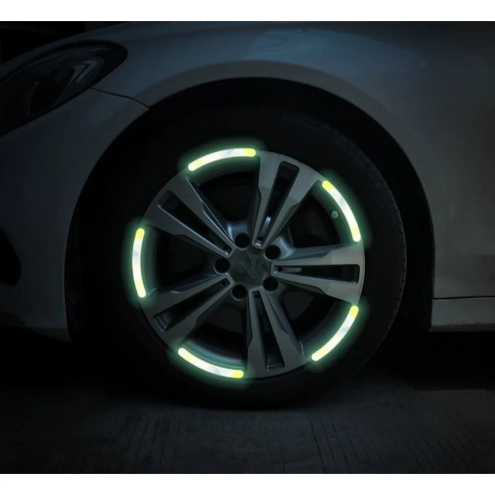 20PC Car Wheel Reflective Glow-in-the-dark Sticker Bicycle Tire Warning Sticker Electric Car Glow-in-the-dark Decorative Sticker