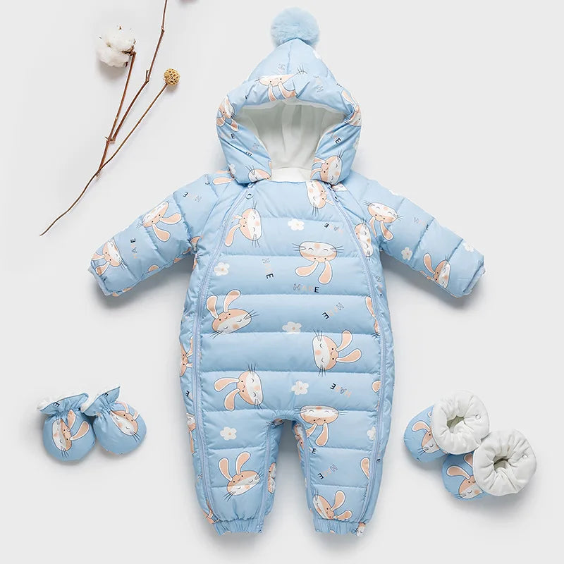 Ircomll Infant Baby Winter Lightweight Duck Down Overalls Fleece Children Jacket Cartoon Rompers For Boys Girls Toddler Jumpsuit