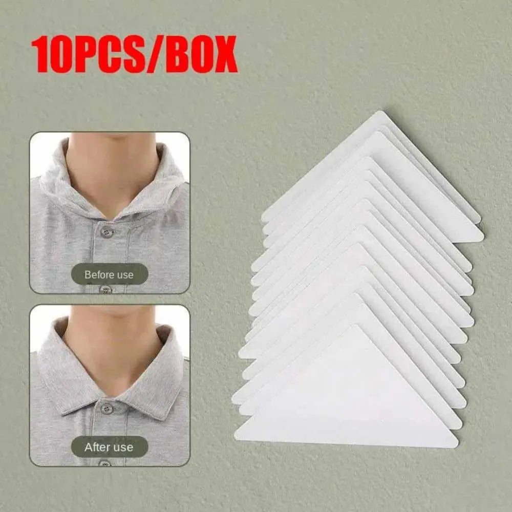 10pcs Disposable Shirt Collar Support Shaping Sticker Anti-roll Collar Stays Shirt Stand Collar Tool Collar Shaper Fixed Pads