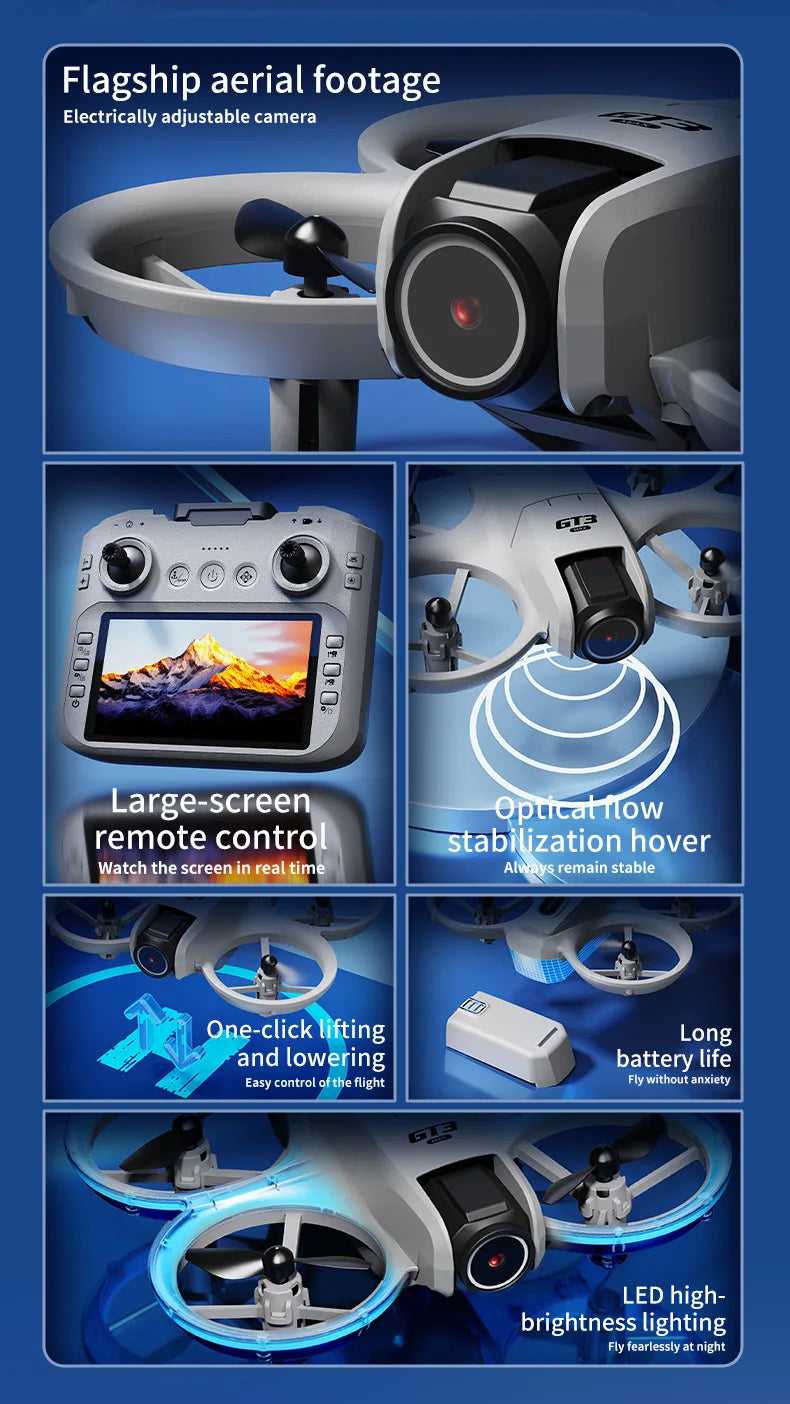 2025New GT3 MAX Drone 8K HD 4.3" Remote Control Headless Mode Helicopter 360° Flip Quadcopter Toys Mini Drone Fors Kid Toy Gifts