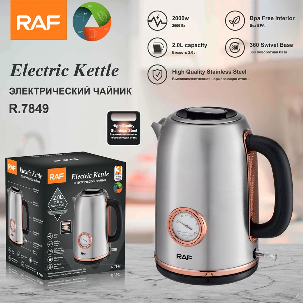 Stainless Steel Electric Kettle with Temperature Display, Kitchen Appliances, Smart Kettle, Tea and Coffee Thermo Pot, 2L