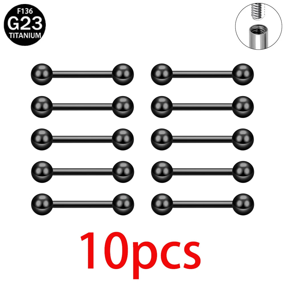 1/5/10pcs Titanium Tongue Ring Piercings External Threaded Industrial Barbell Tongue Bar Tragus Helix Ear Piercing Body Jewelry