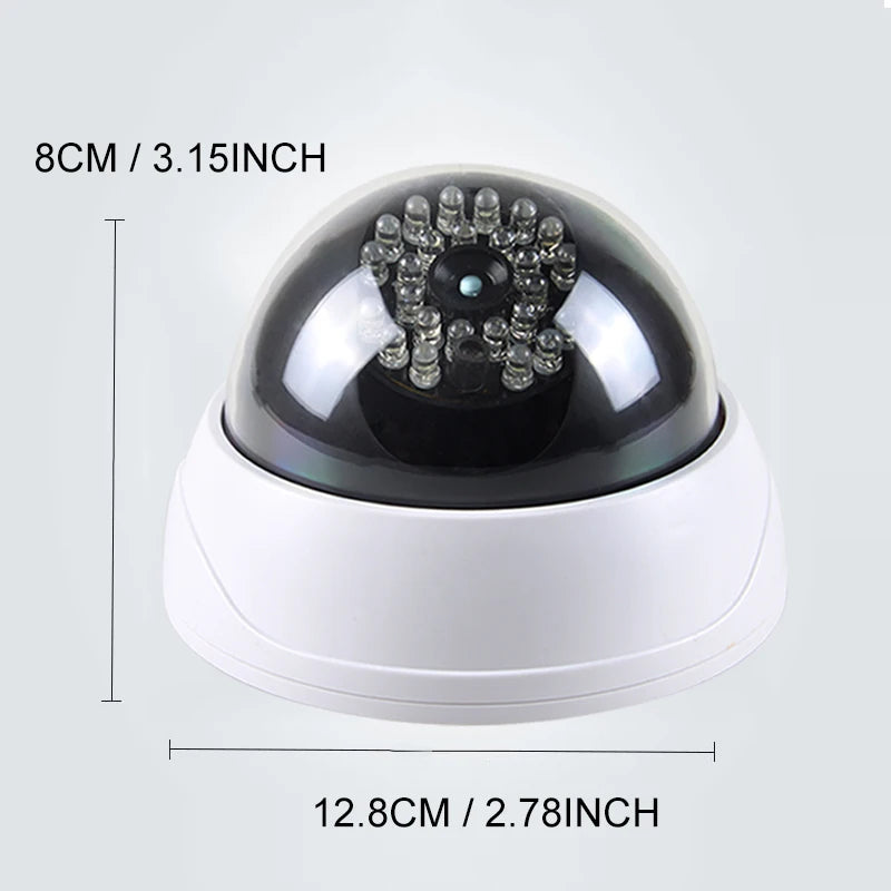 1PC Dummy Fake Camera with LED Red Light, Battery Operated, No Wiring Required, Indoor Outdoor Fake Dome Security Camera
