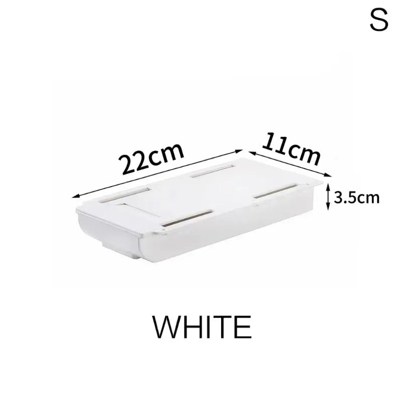 White Self-Adhesive Storage Drawer Box Makeup Pencil Tray Desk Hidden Under Desk Stand Self-adhesive Under-drawer Storage Boxes