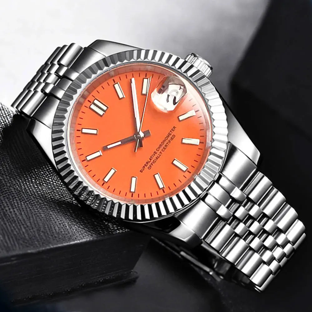 Tandorio New Round Sapphire Glass 200m Waterproof Black Sunbrust Dial Japan NH35A Automatic Mechanical Movement Men's Watch