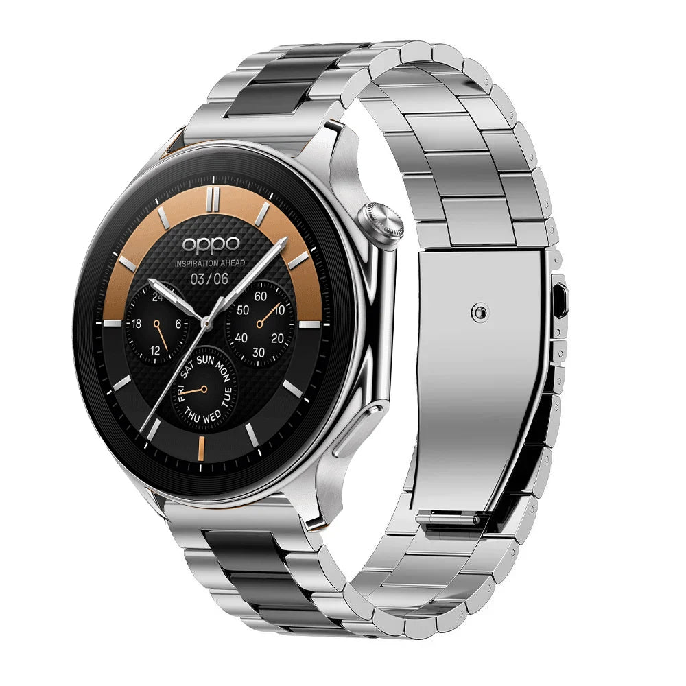 22mm Stianless Steel Watchband For OnePlus Watch 3 2R 2 Folding Buckle Strap For OPPO Watch X X2 OPPO Watch 4 Pro Metal Bracelet