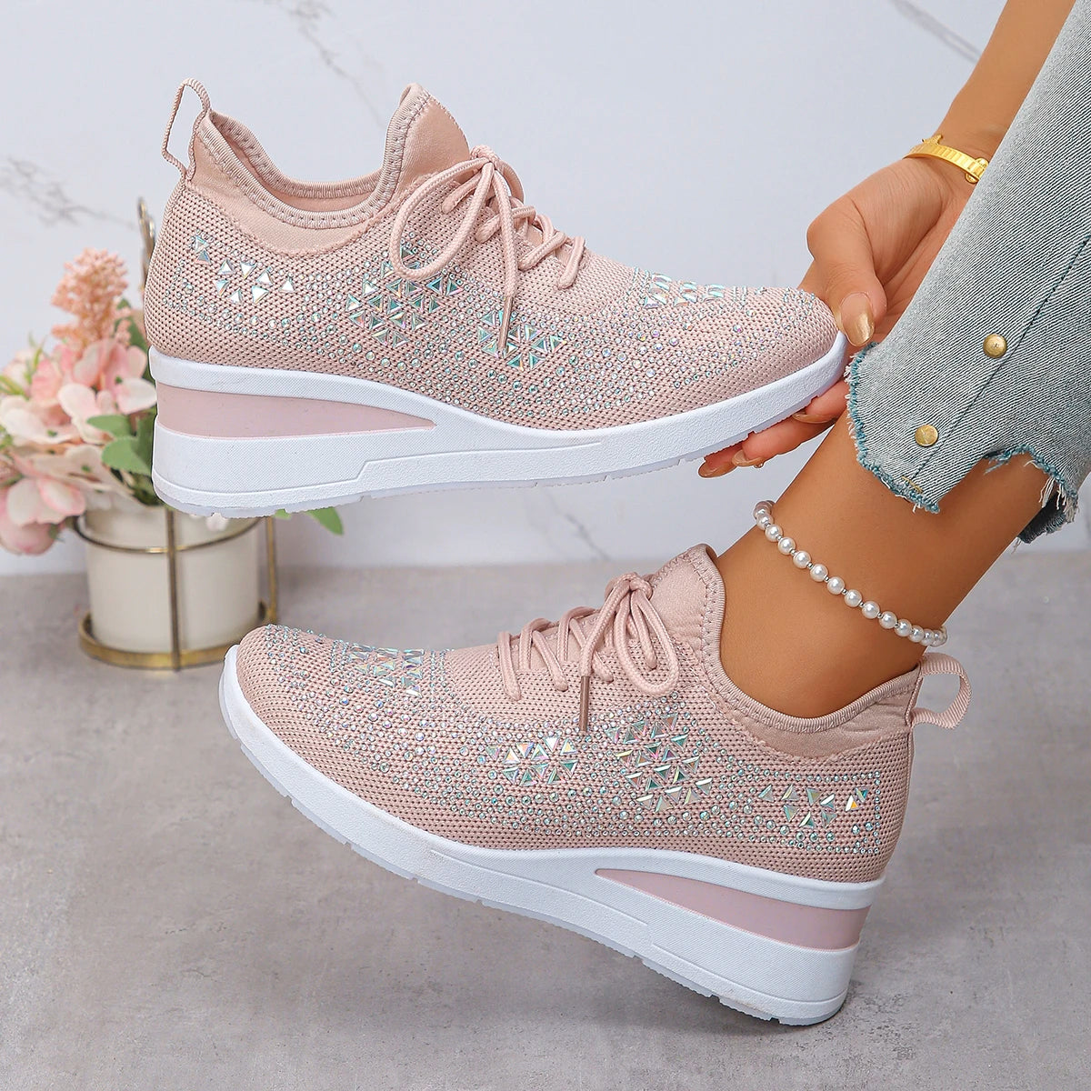 Women Sneakers 2025 New Mesh Outdoor Platform Sneakers Women Wedges Thick Bottom Breathable Casual Tennis Vulcanize Shoes Women