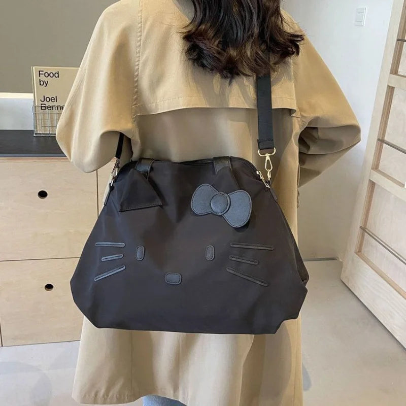 Sanrio large-capacity black travel bag KT business trip luggage bag Hello Kitty bow casual cartoon bag convenient backpack