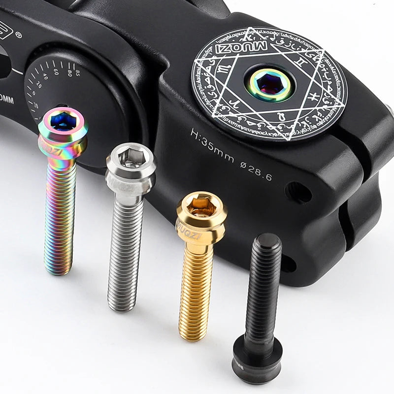 MUQZI Bike M6 Titanium Alloy Stem Top Cap Screw M6x35mm M6x30mm Super Light MTB Road Bicycle Headset Top Cap Bolt
