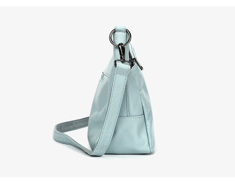 Women Full Grain Cow Leather Hobo Bag With Two Straps Multi Color Large Capacity Shoulder Crossbody Handbag