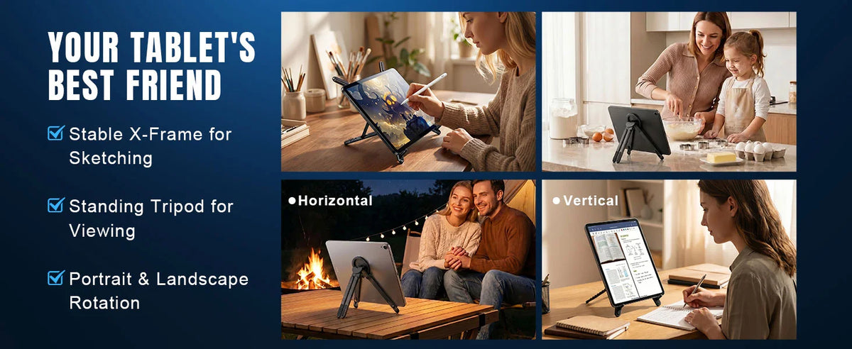 4 in 1 Foldable Laptop Stand Magnetic Phone Holder Aluminum Portable Desk Mount with Tripod Handle for Pro iPad Travel Vlogging