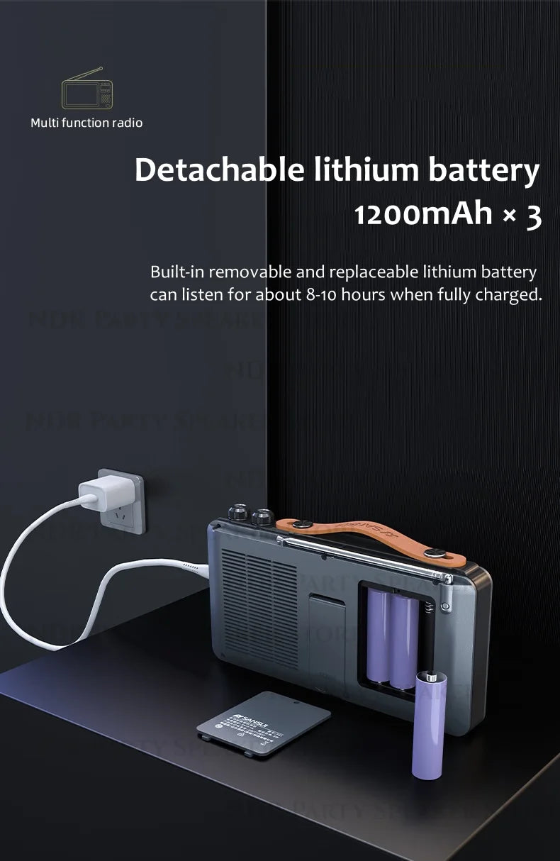 SANSUI Portable FM/MW/SW Radio 7-inch HD LED Display Radio Wireless Bluetooth Speakers Dual TF Card Slot MP4 Video Music Player