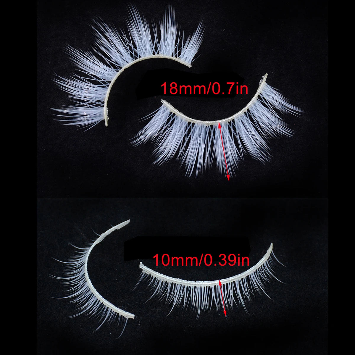 2 Pairs/Set 3D White Eyelashes Clear Band Snow Color Eye Lashes Cosplay Halloween Manga Lashes Makeup Up and Lower Bottom Lashes