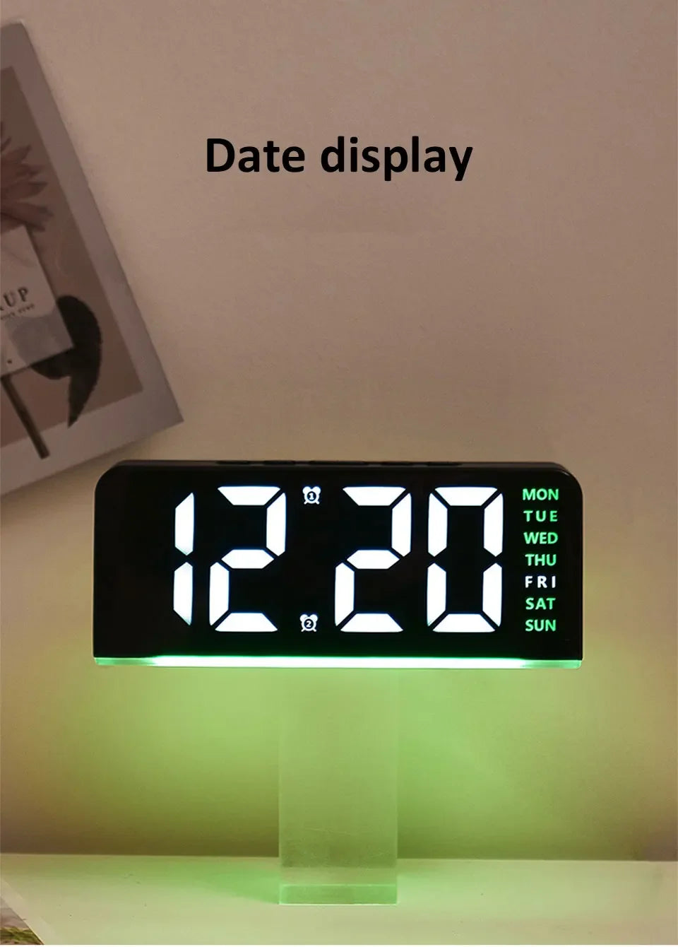 7'' LED Digital Alarm Clock Table Clock Three-Level Adjustable Brightness Dimmer/Dual Alarm/Temp/Date/Night Light for Bedrooms