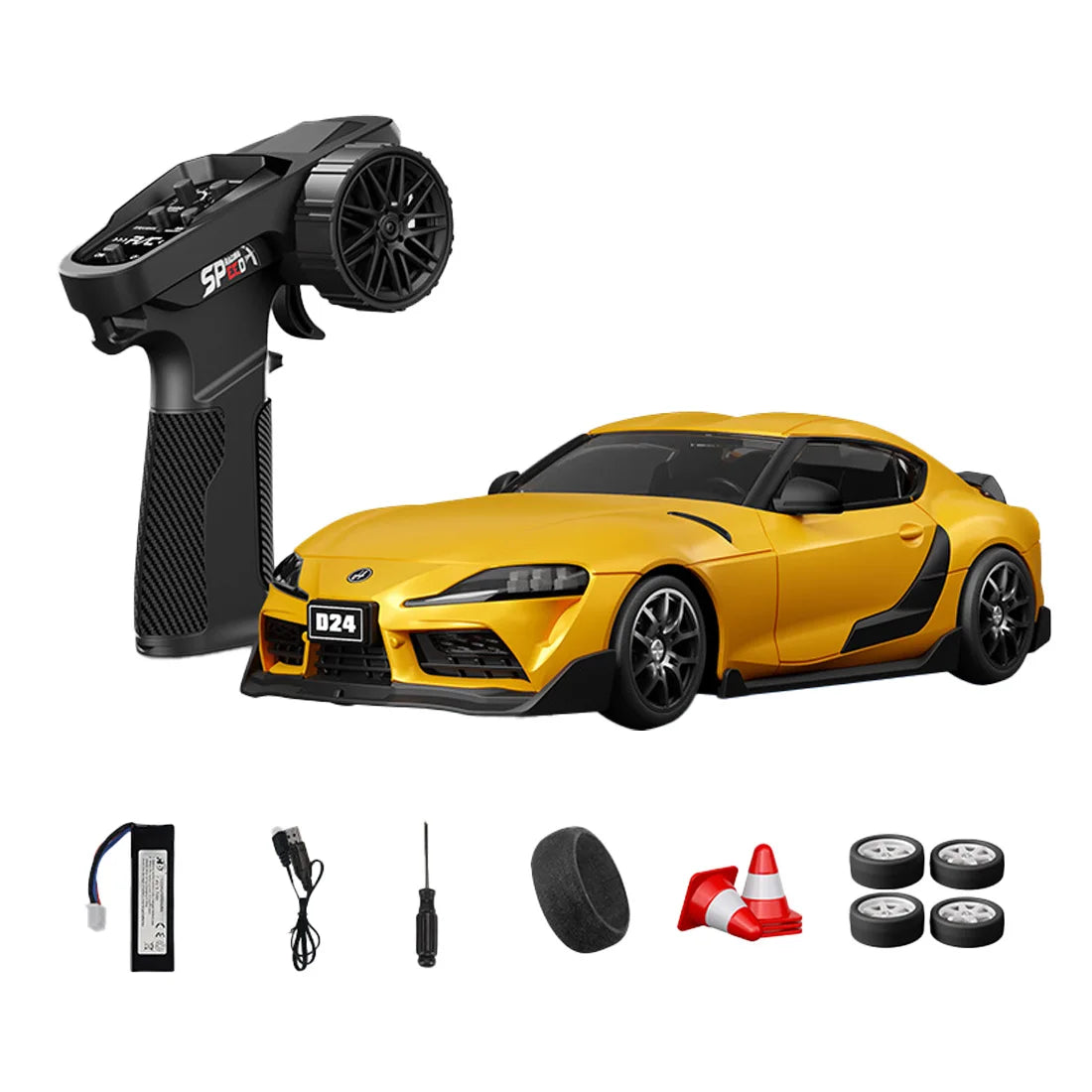D24 1:24 RC Drift Car 4WD Proportional High Speed Racing Vehicle with ESP Gyro Underglow LED Dual Tires Remote Control Sport Car