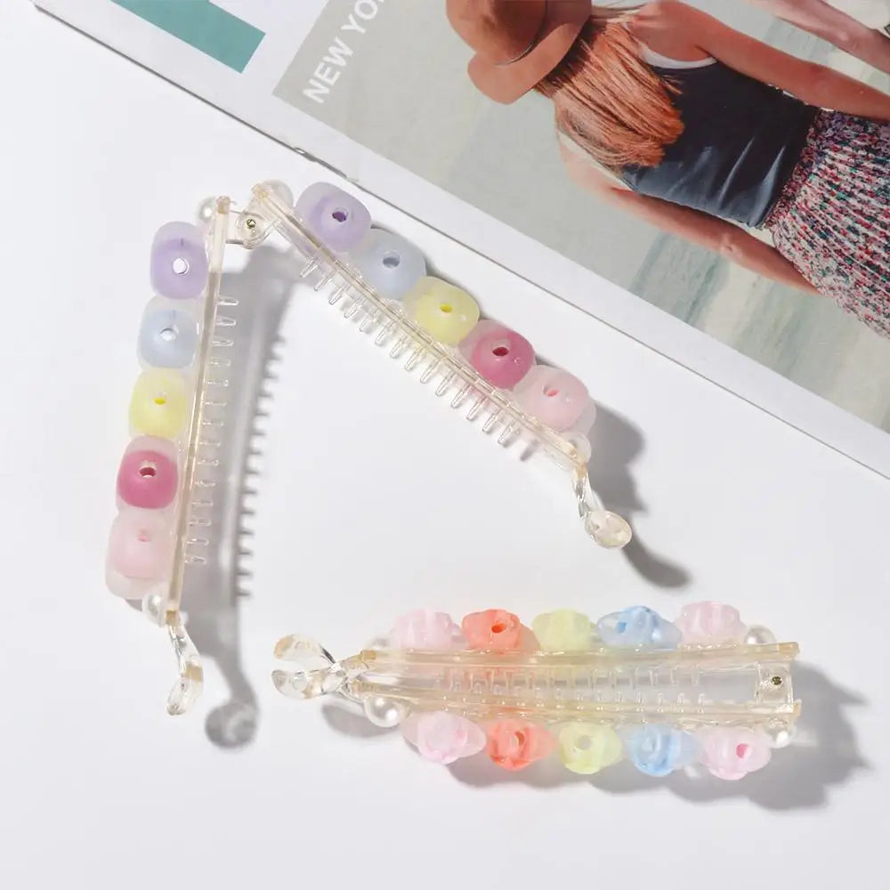 Hair Accessories Acrylic Hair Clips Colorful Love Heart Claw Clips Frosted Star Ponytail Holders Girl