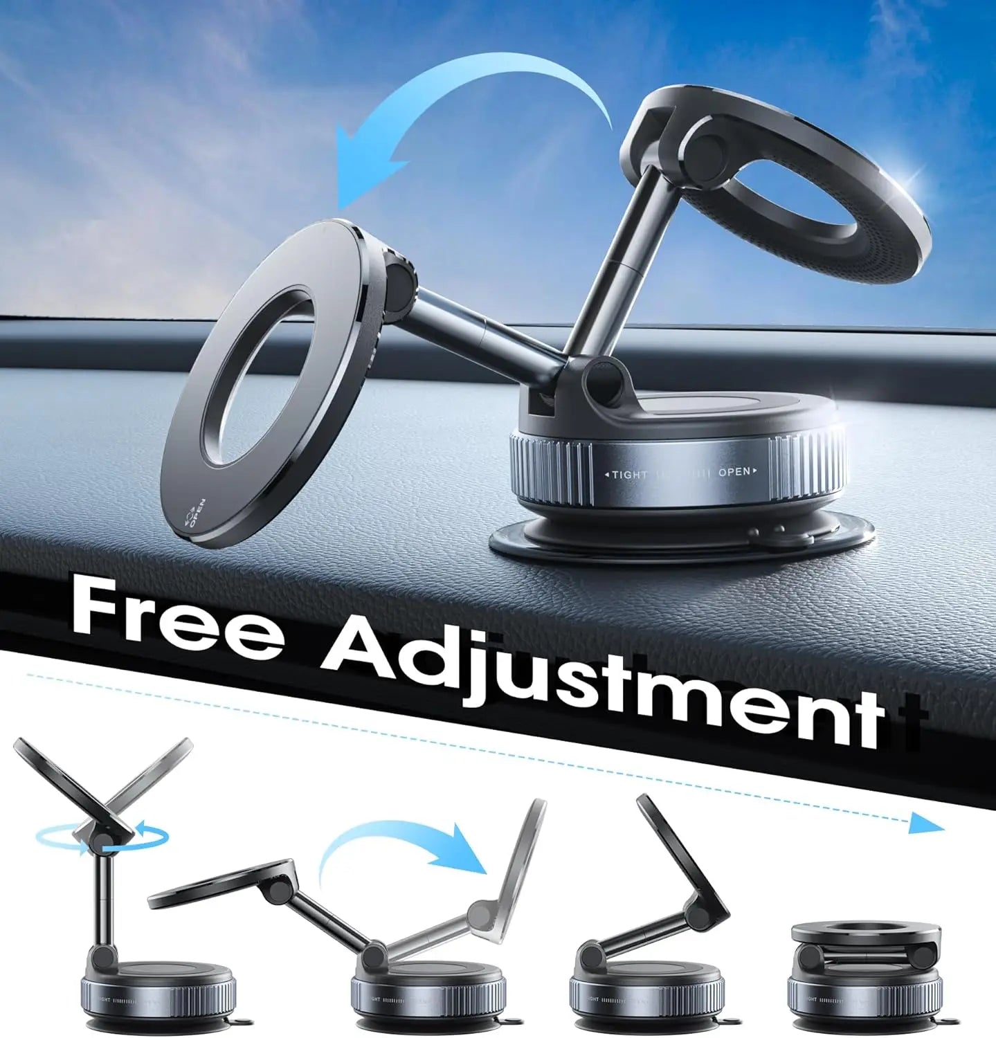 360° Rotating Vacuum Magnetic Car Phone Holder  New Model Dashboard Glass Mount Multi-Scenario Automotive Navigation Stand
