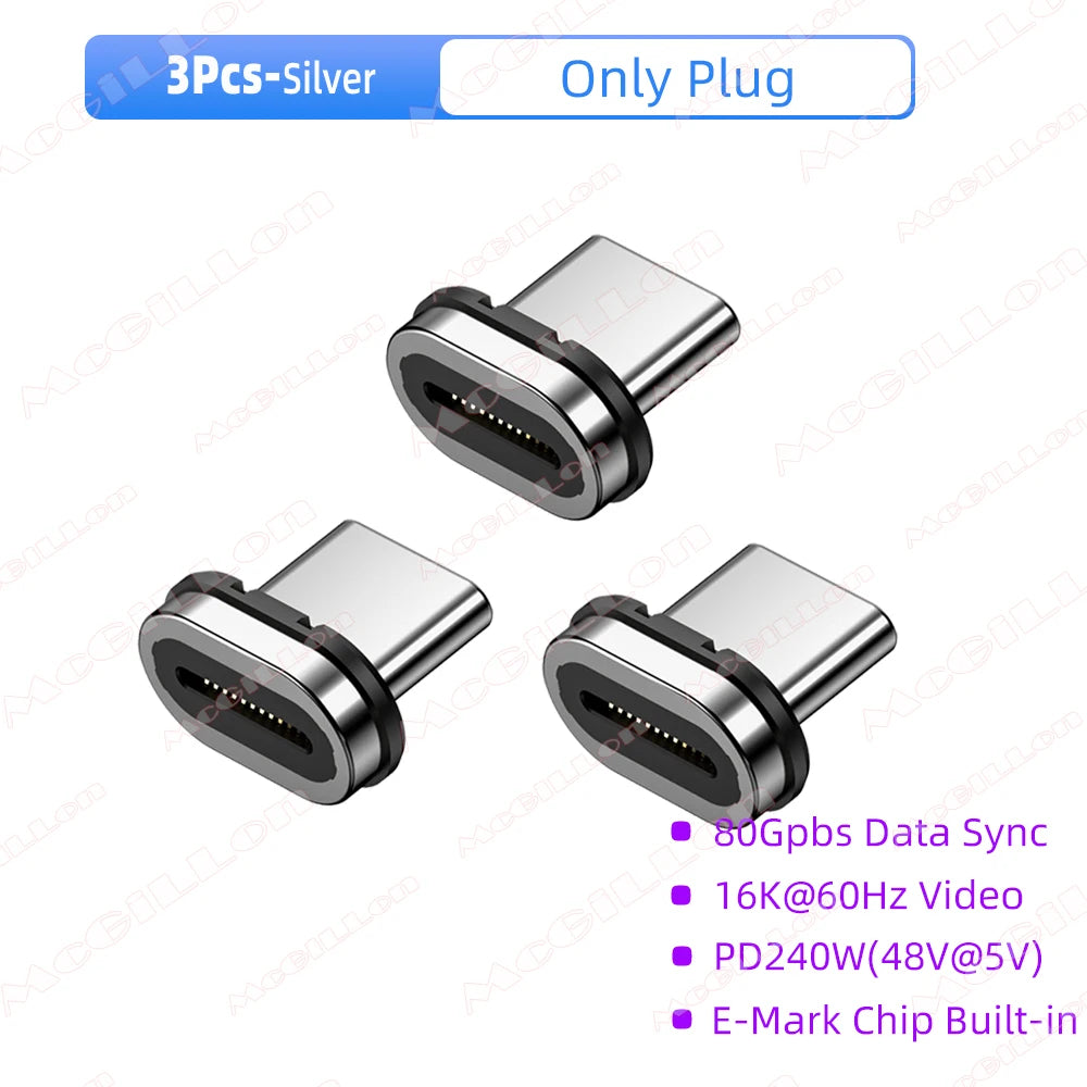 USB4.0 80Gbps 240W Thunderbolt 5 Magnetic Adapter Type C To USB C Fast Charge Magnet Converter Cable 16K@60Hz 5A Type C Adapter