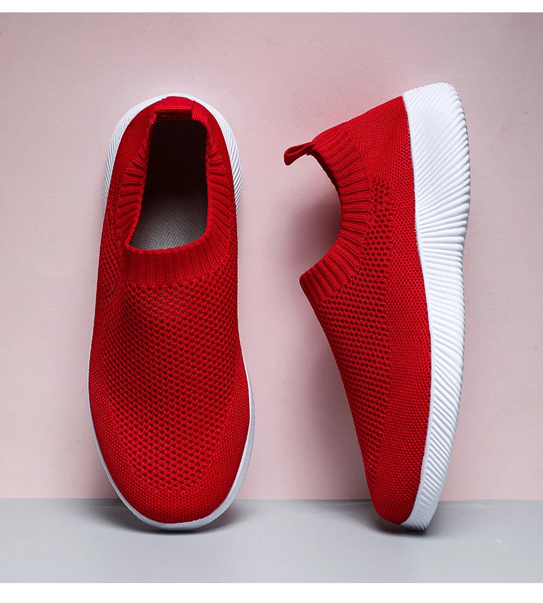 2024 Spring Women Shoes Knitting Sock Sneakers Women Flat Shoes Casual Breathable Sneakers Flats Walking Shoes for Women