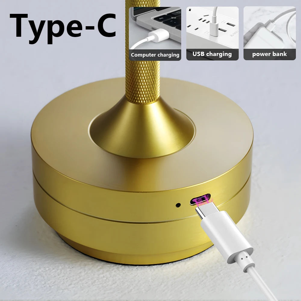 Retro Desk Lamp Warm White Light USB-C Fast Charge USB-C Fast Charge Waterproof Dimmable Gift Idea Table Bedside Lamp Home Decor