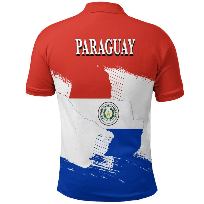 Paraguay Flag Map 3D Print Polo Shirts Daily Casual Sports Jersey POLO Shirt Female Clothing Oversized Short Sleeve Tees Tops
